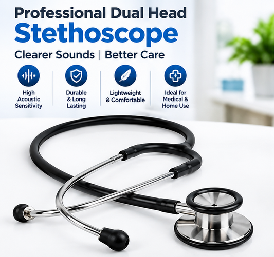 Professional Dual Head Stethoscope – Black & Silver