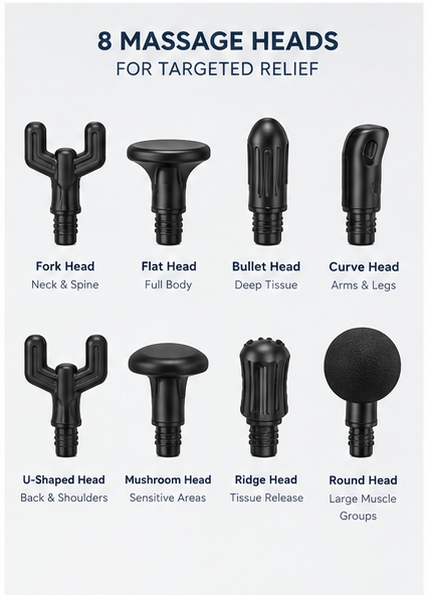 Powerful Massage Gun Muscle Massager 8 Heads Deep Tissue LCD Display Rechargeable