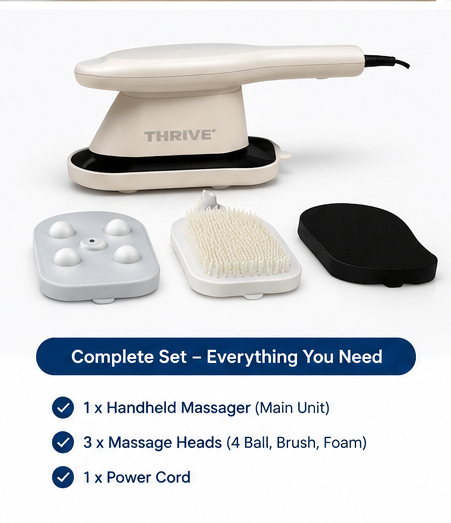 Thrive Handheld Massager with Hot & Cold Modes 3 Massage Heads