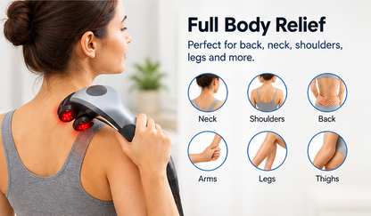 Double Head Heated Body Massager with 2 Interchangeable Massage Heads