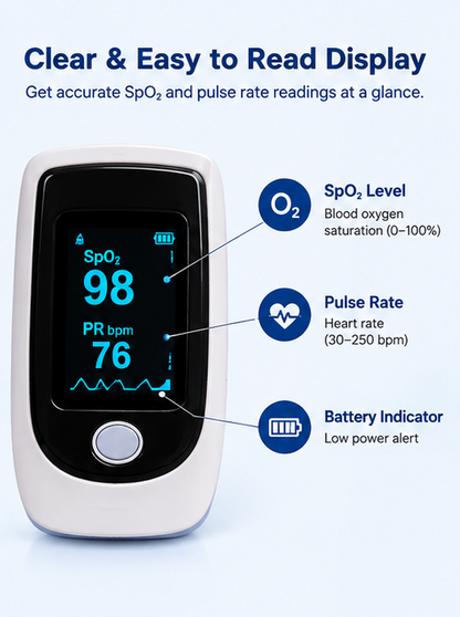 Fingertip Pulse Oximeter – Digital Blood Oxygen & Pulse Rate Monitor
