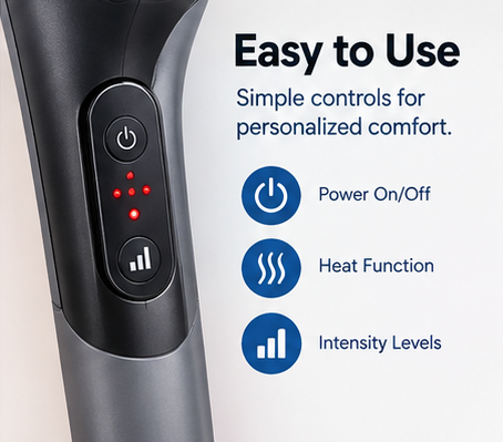 Double Head Heated Body Massager with 2 Interchangeable Massage Heads