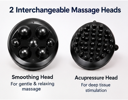 Double Head Heated Body Massager with 2 Interchangeable Massage Heads