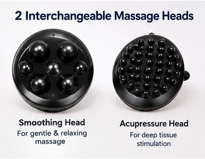 Double Head Heated Body Massager with 2 Interchangeable Massage Heads