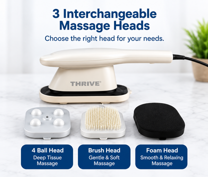 Thrive Handheld Massager with Hot & Cold Modes 3 Massage Heads