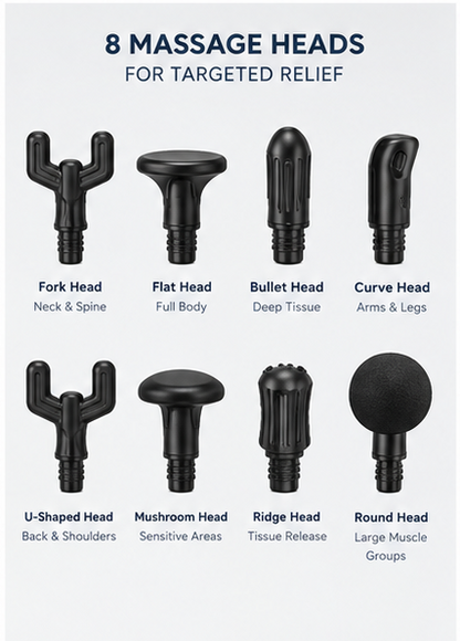 Powerful Massage Gun Muscle Massager 8 Heads Deep Tissue LCD Display Rechargeable