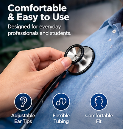 Professional Dual Head Stethoscope – Black & Silver