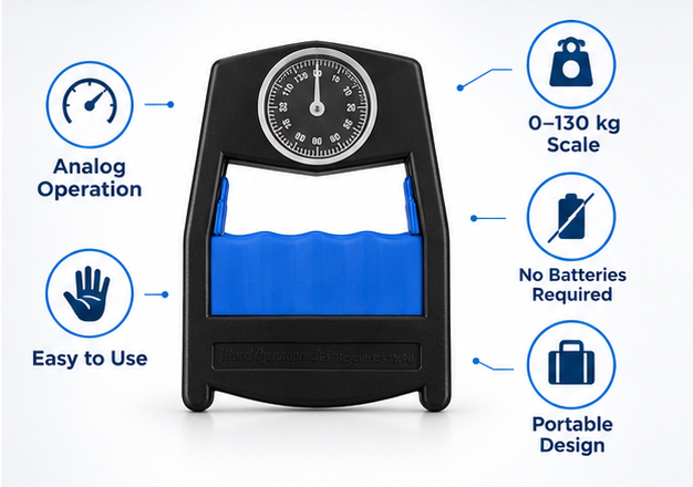 Analog Hand Dynamometer Grip Strength Tester