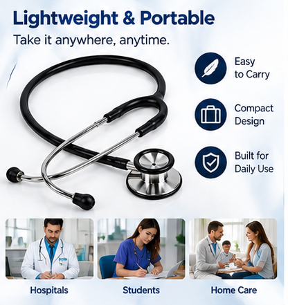 Professional Dual Head Stethoscope – Black & Silver