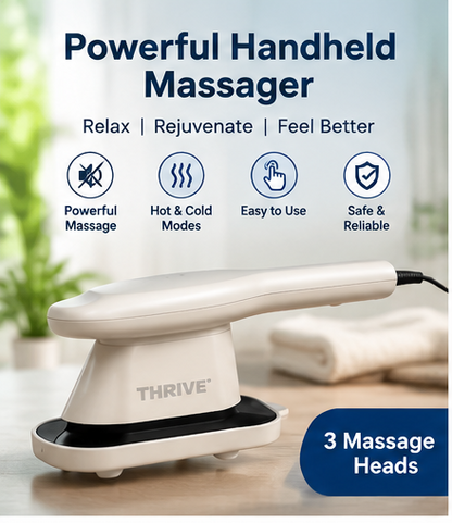 Thrive Handheld Massager with Hot & Cold Modes 3 Massage Heads