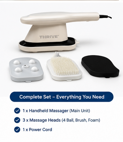 Thrive Handheld Massager with Hot & Cold Modes 3 Massage Heads