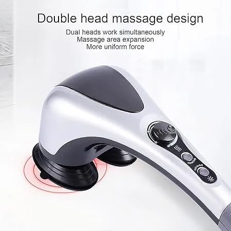 Double Head Heated Body Massager with 2 Interchangeable Massage Heads