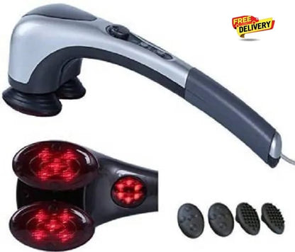 Double Head Heated Body Massager with 2 Interchangeable Massage Heads